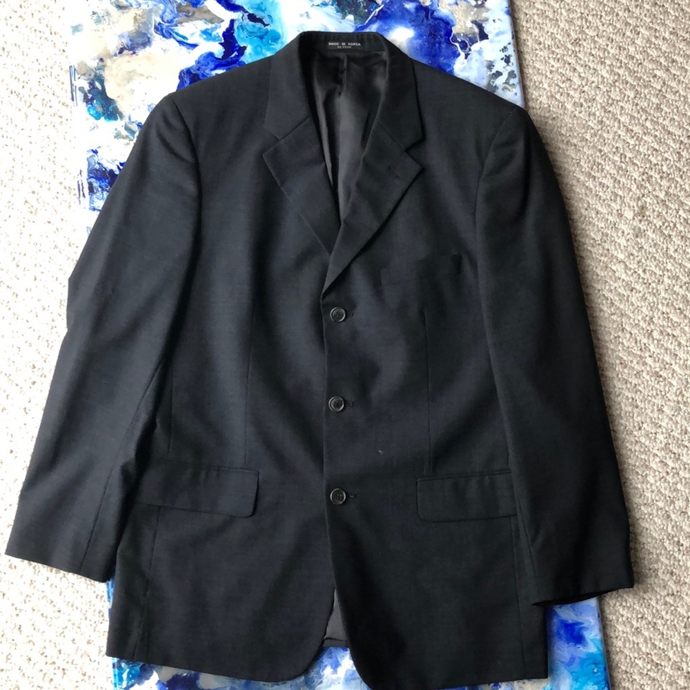 🍋 Versini Dark Gray 3-Button Wool Blazer, 40
